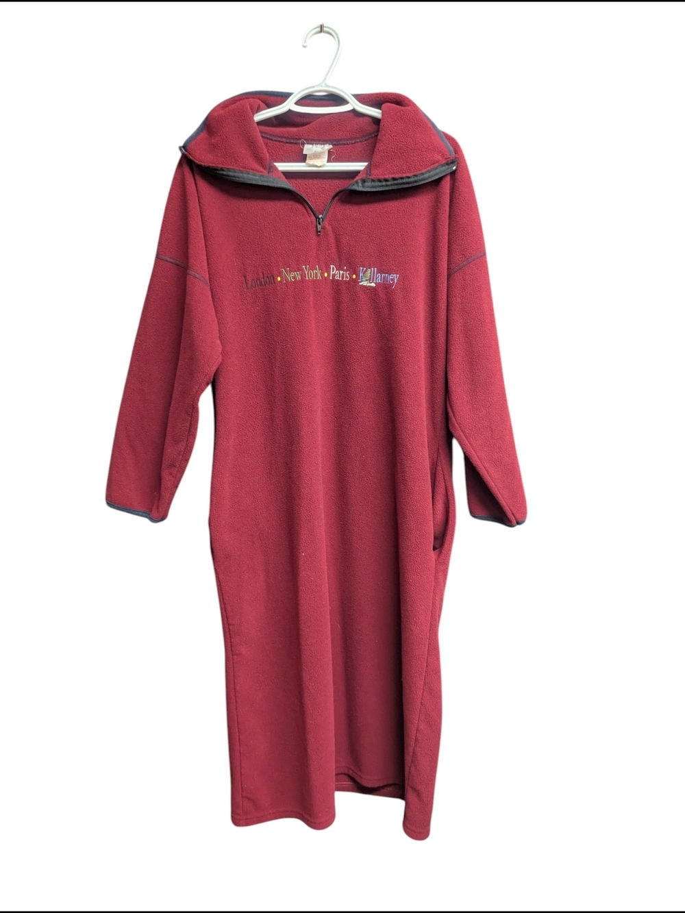Vintage Casual Wear Canada Burgundy Fleece Quarter Zip Lounge Dress | S/M |